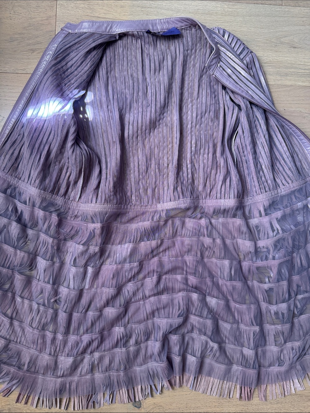 Dakota west haute couture iridescent purple lavender leather Fringe Lace Jacket - Picture 8 of 8